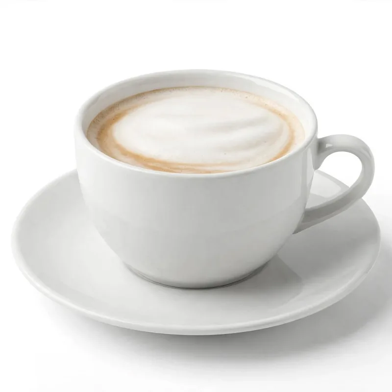 Beyaz fincanda sade köpük desenli flat white.